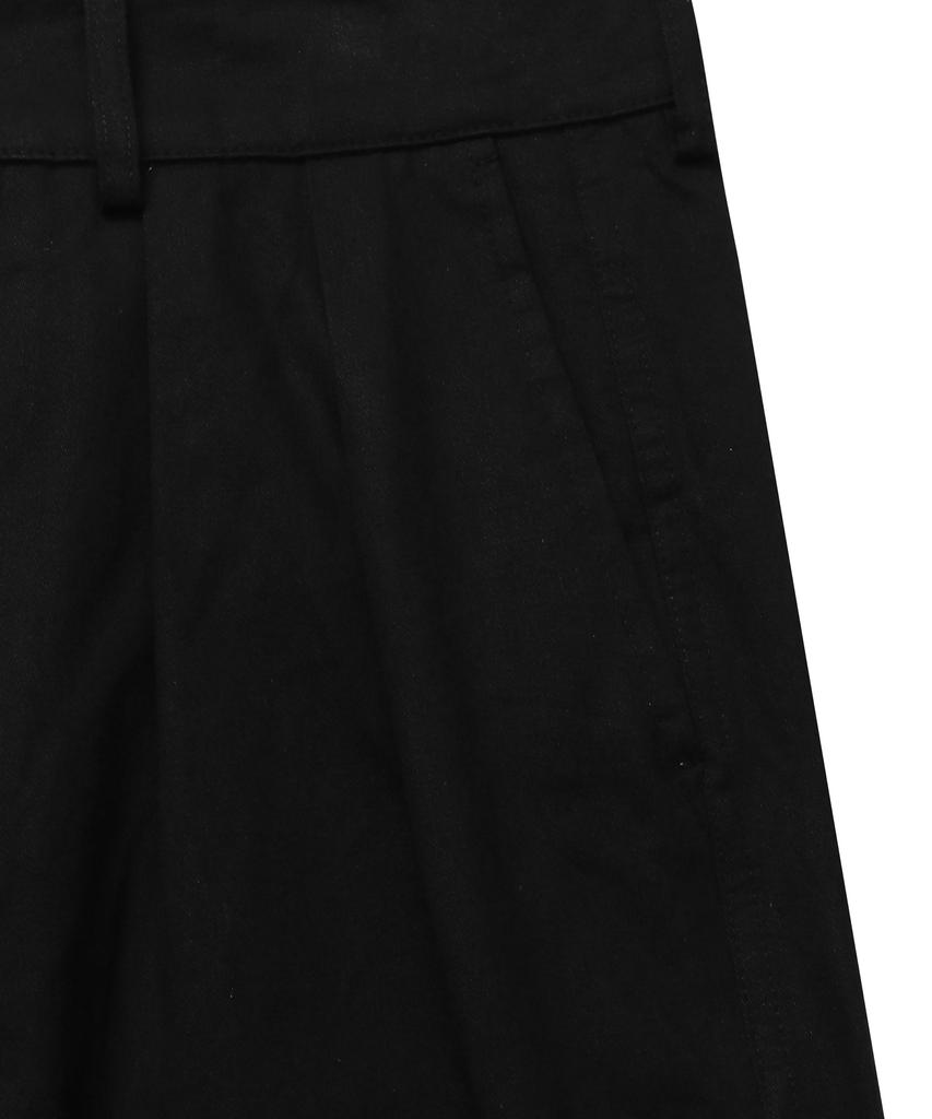 CONNECT KINLOCH Washed Cotton Loose Fit Two-Tuck Pants (Black)