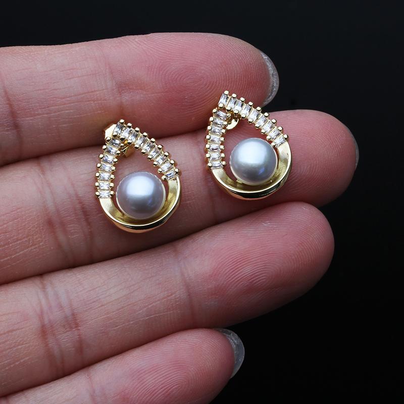 White Natural Heart Pearl Earrings 925 Women,Sterling Silve Fresh water Stud Earrings Pearl Wife Girls Birthday Gift White Black