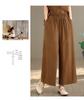 Women's Large Size Tencel Cotton-Linen Summer Suit: Slimming Round Neck Top & Wide-Leg Pants Two-Piece Set