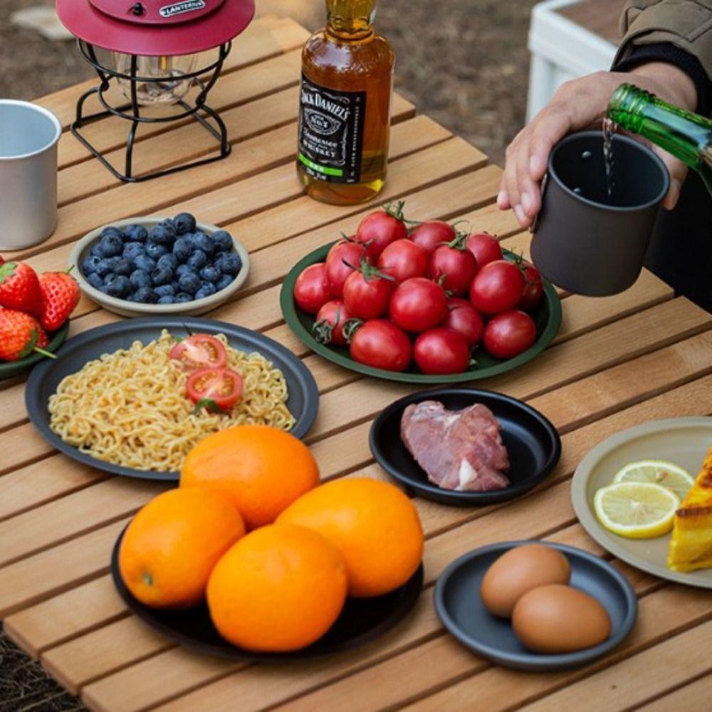 Aluminum Alloy Camping Plate S/M Outdoor Frying Plate Retro Picnic Cutlery  Outdoor Camping