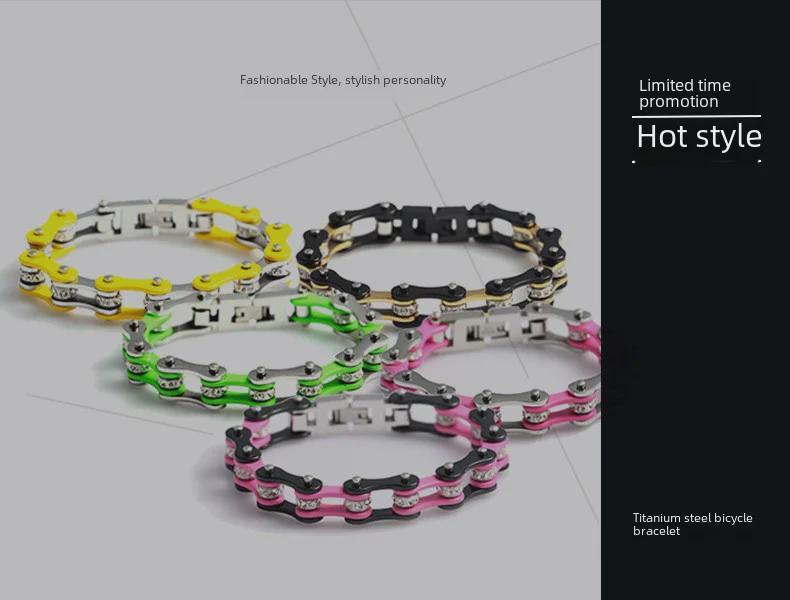 Men's Red & Black Stainless Steel Motorcycle Bracelet - European & American Style