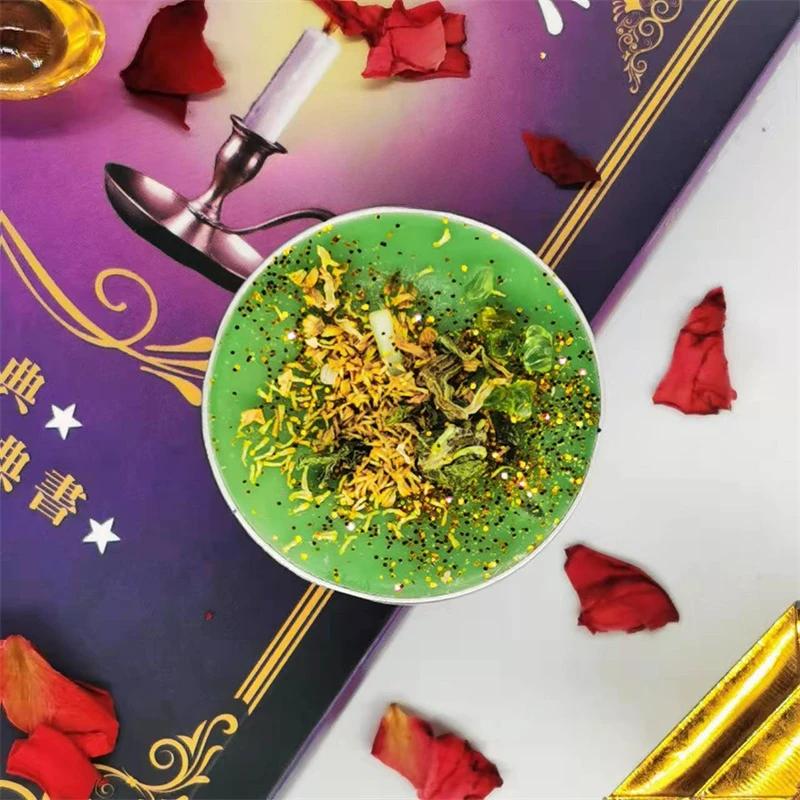 Mini Manifestation Candles Herbal Intention Candle Unscented Spell Dried Flowers Candles with Crystal Tea Lights