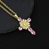 Crucifix Pendant Necklace Unique Cross Maria Charm Clavicle Chain Adjustable Choker Ethnic Style Jewelry Accessory