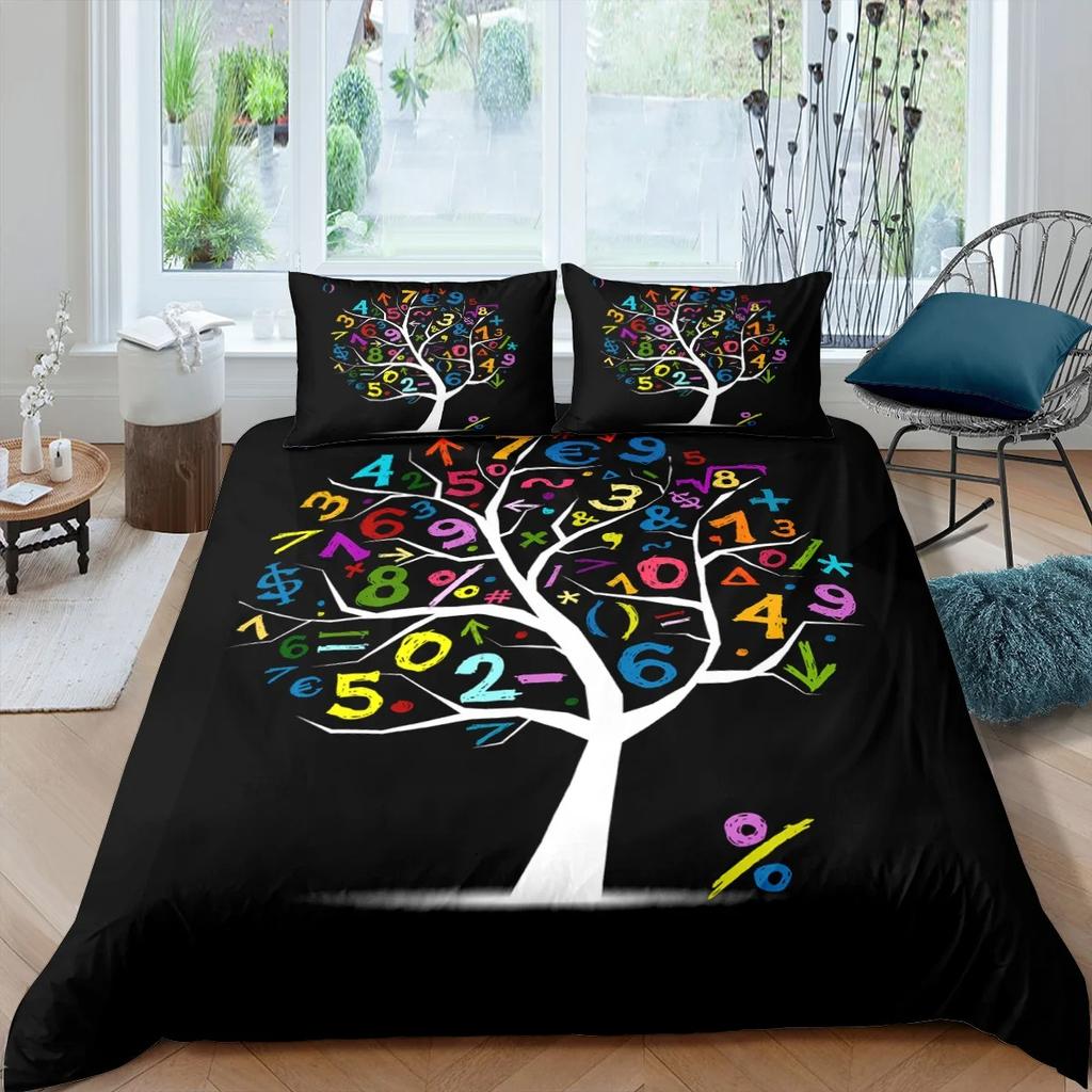 Tree of Life Duvet Cover Set Blue Tree with Black Background 3D Print Comforter Cover for Kids Boys Girls Polyester Bedding Set