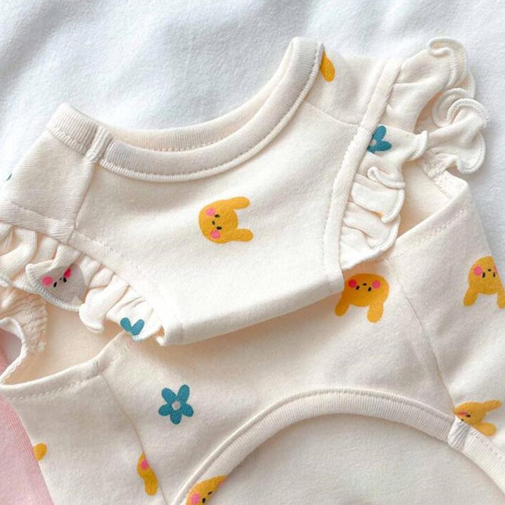 Two Legs Pet Shirt Small Breed Puppy Kitten Fall Rabbits Flowers Bear Embroidery Bodysuit Pet Tank Top Small Medium Dog Cat