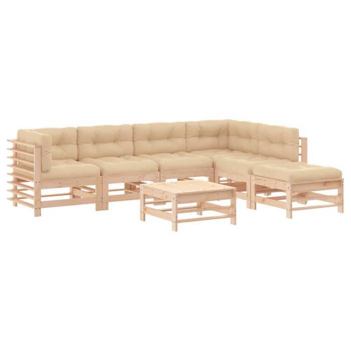 VidaXL Salon de Jardin avec Coussins 7 pcs, Canapés avec Dossier et Accoudoir, Ensemble de Meubles avec Table Basse Patio 3185976