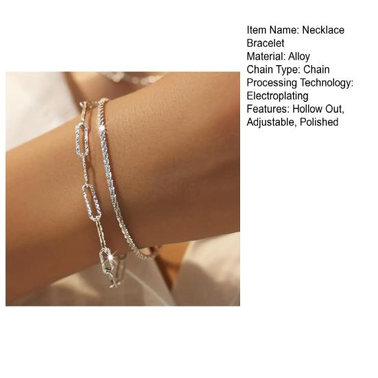 Women Necklace Bracelet Hoillow Out Shimmering Surface Adjustable Length Lady Wrist And Neck Jewelry for Daily Wear Weddings Parties