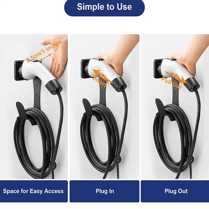 EV Charging Cord Hanger for J1772 Type Charger Holder Wall Mount Nozzle Holster Dock Mobile Charger Cable Organizer