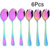 6 Pieces Salad Cutlery Set Stainless Steel Salad Spoon Fork Gold Salad Server European Style Kitchen Tool Accessories