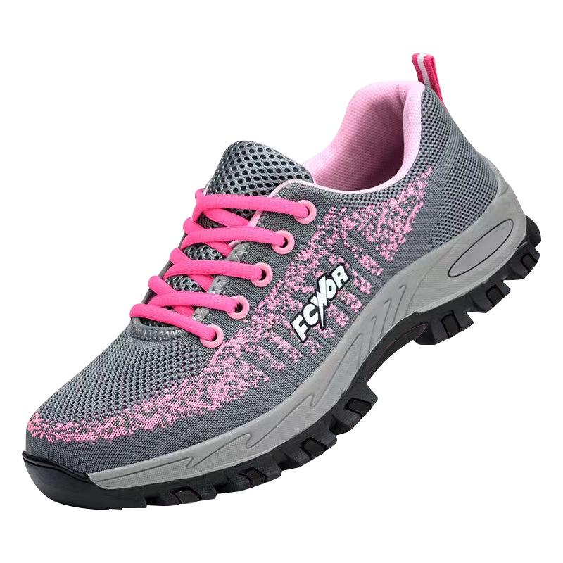 

Женские легкие летние защитные кроссовки с металлическим подноском - Дышащие, Противоскользящие, Ударопрочные, Устойчивые к проколам, Повседневные рабочие кроссовки