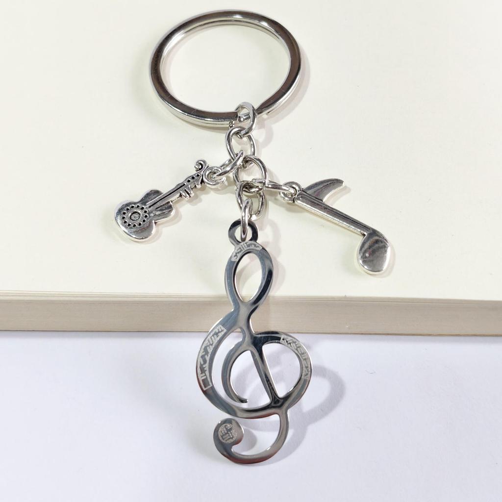 Stainless Steel Musical Note Keychain Pendant