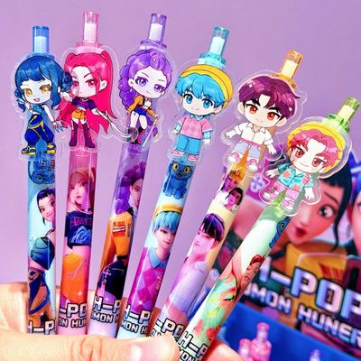 Kpop lovci démonů Roztomilé černé gelové pero 0,5 mm Kawaii psací potřeby Kreslené anime deriváty Školní kancelářské potřeby Dárky