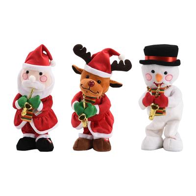 Electric Plush Toy Xmas Decor Christmas Decoration Decorative Desktop Ornament for Party Fireplace Centerpiece Home Shelf