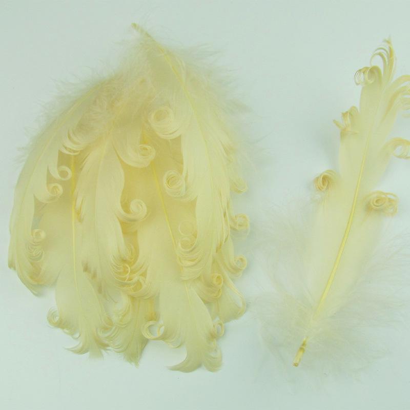 DIY Handmade White Large Curly Feather Accessories for Hats, Clothing, and Bags