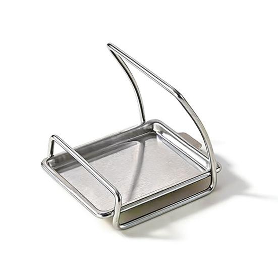 Kitchen Sink Drying Tray 304 Stainless Steel Spoon Rest with Removable Tray, Spatula Cooking Accessory Holder Pot Lid Holder, Sturdy Countertop