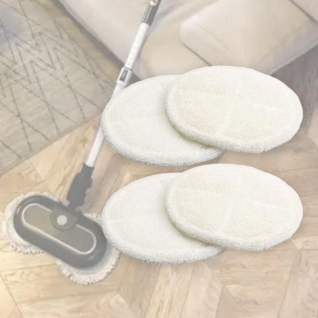 4x Electric Mop Pads Floor Scrubber Pad 8.07inch, Easy To Install, Accessory, Replaces Round Mopping