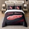 Custom Bedding Set Detroit Red Wings Pattern, Print Name Text 1 Duvet Cover Plus 2 Pillowcases Home Textile