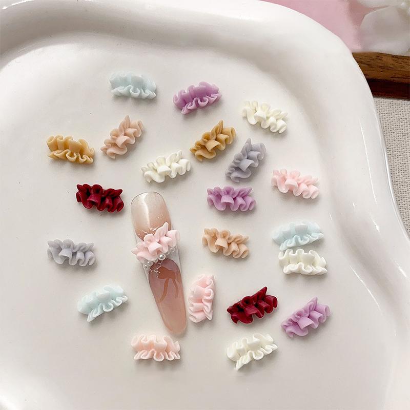 30Pcs 3D French Nail Art Skirt Hemline Charms Accessories Curved Resin Lace For Manicure Nails Decoration Supplies