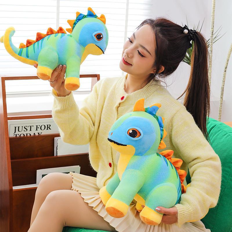 Plush Dinosaur Toy With Color Changing Blue Soft Stuffed Animal For Kids Playroom Decor