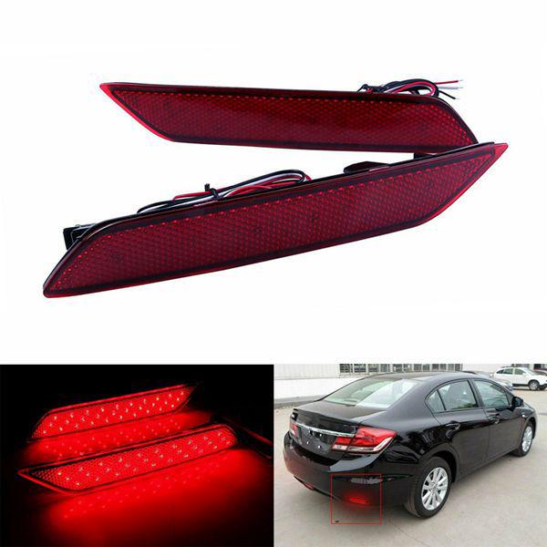 1 Set of Red ABS LED Rear Bumper Brake Light Kit for Honda Lingpai 9th Gen Si