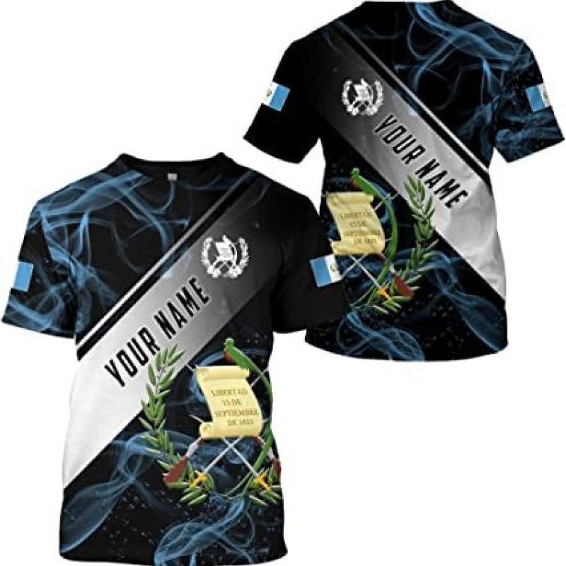 Tričko s národní vlajkou Guatemaly Guatemala 3D tisk Street Harajuku Oversize Tričko do O-výstřih Vlastní název Pánské a dámské top