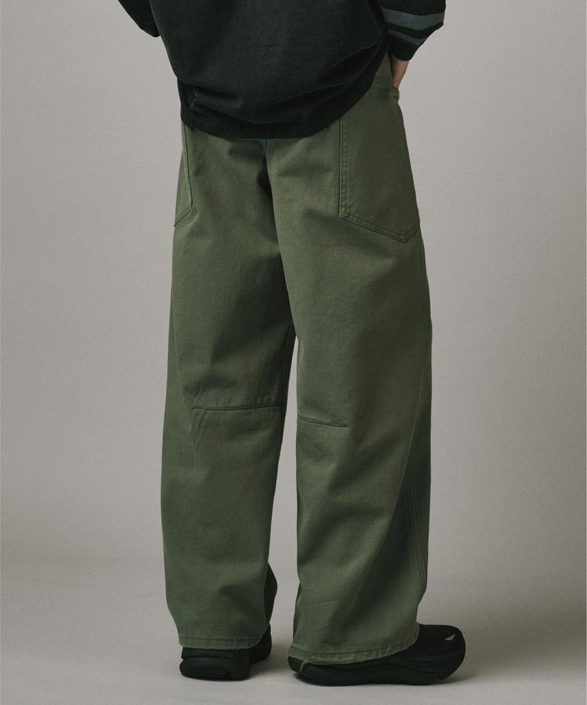 Beodeonteu Cut-Out Layered Cargo Wide Cotton Pants [Khaki]