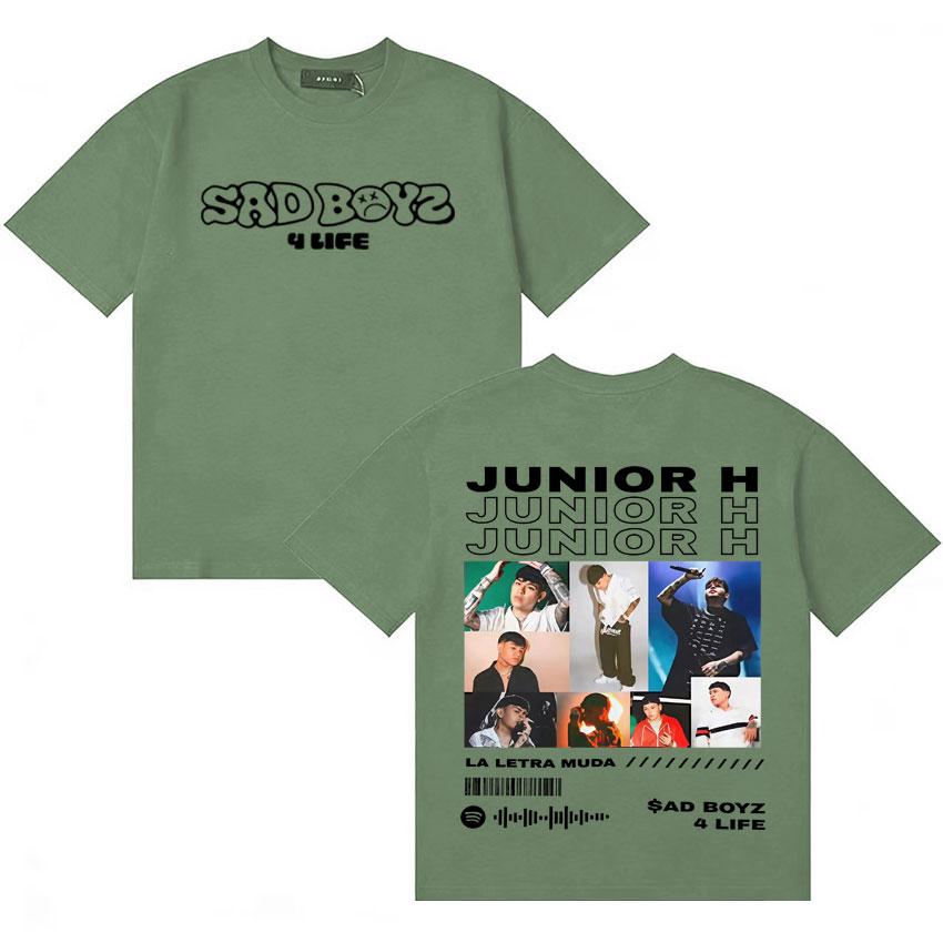 

Streetwear Rapper Junior H Sad Boyz 4 Live T Shirt Unisexs Womens Short Sleeve Casual Double Sided Print No Me Importa Nada Y2K Tee 4XL