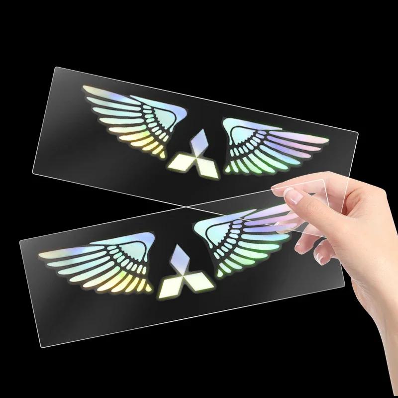 Car Logo Angel Wings Decoration 3D Reflective Waterproof Sticker For Mitsubishi ASX Lancer Pajero Outlander L200 Delica Eclipse