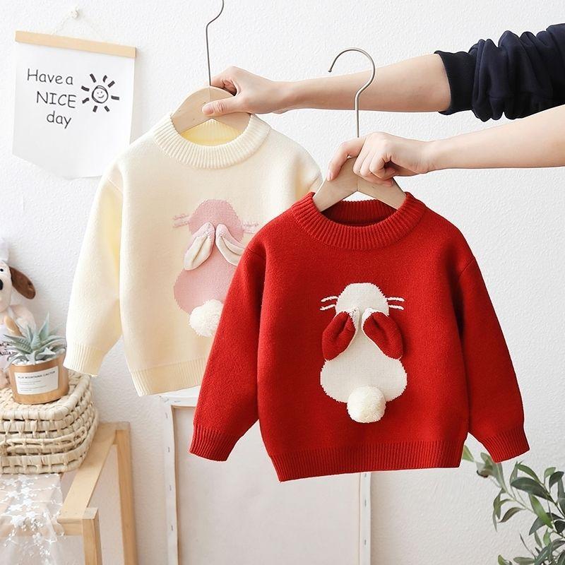 Winter and Autumn Girls' Thickened Sweater Rabbit Little Girls'  Wear Plush Children's Velvet Sweater Baby Knit