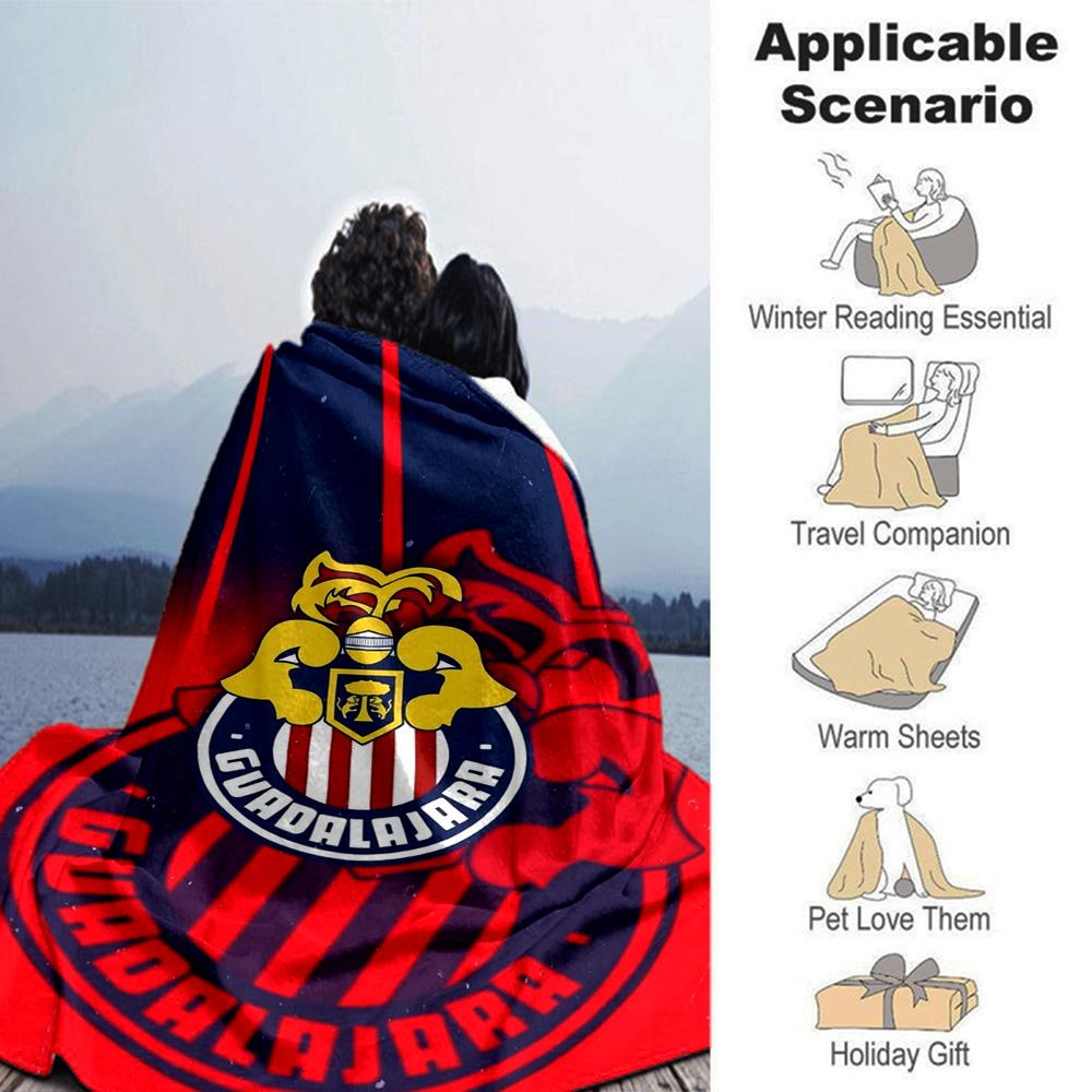 Chivas Guadalajara Logo Print Flannel Blanket High Quality Warm Comfortable Cover for All Seasons Perfect for Gifts Home Decor