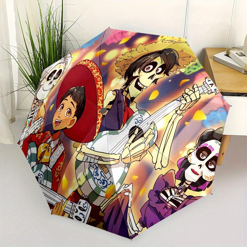 

Skeletons, COCO Automatic Folding Umbrella - Simple 8-Rib Design, Bright Cartoon Pattern, Durable Iron Frame, Suitable For Travel, Outdoor,