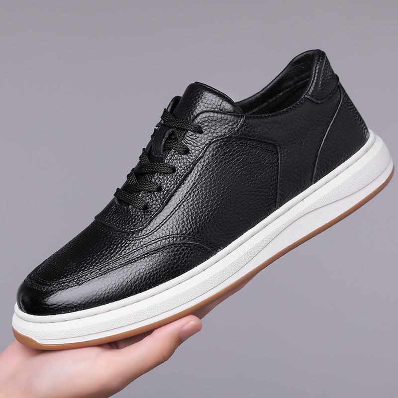 Men's 2024 Autumn Soft Leather Casual Sneakers - Soft Sole White Cowhide Shoes