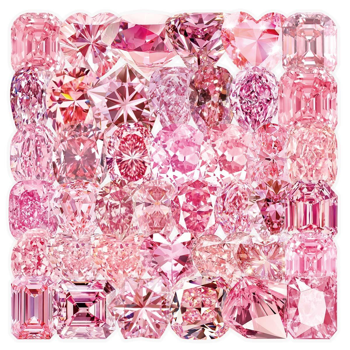 50/100 PIÈCES Autocollants Diamant Rose Transparent PET Dessin Animé Décor Accessoires Audio Bureau d'Ordinateur Coque d'Ordinateur Téléphone Bagages