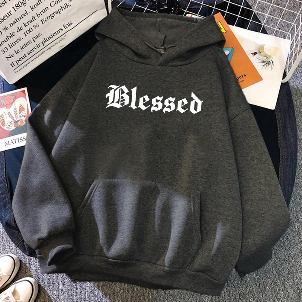 Blessed Creativity Printed Hoodies Women Street Style Hip Hop Hoody Autumn Loose Clothing Comfortable Pullover Sweatshirt