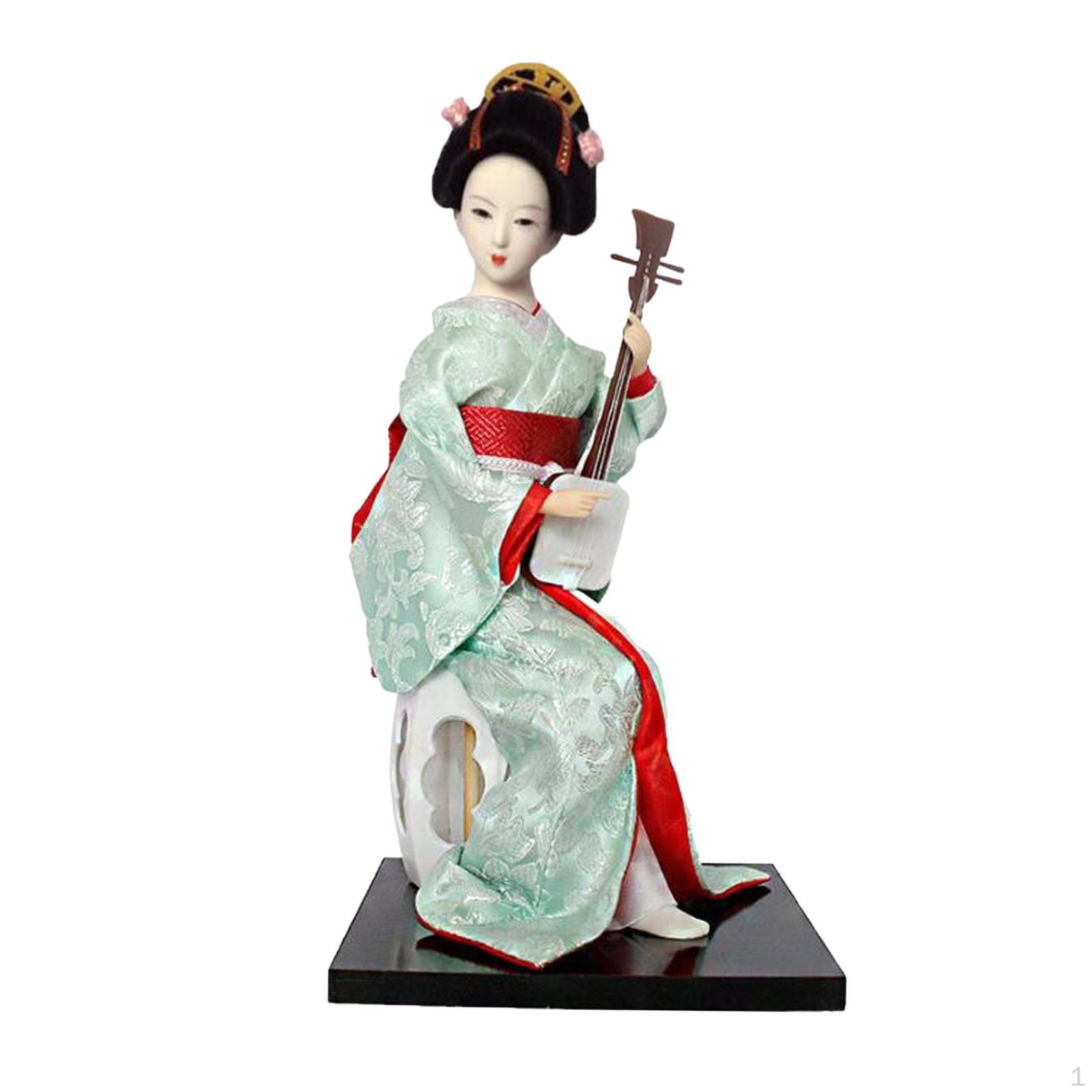 

12-дюймовая японская гейша, азиатская кукла, леди, статуэтка, этнические куклы для полки Red and Light Green