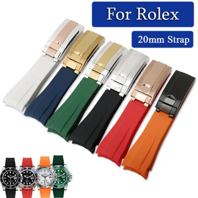 Remienok na hodinky 20 mm gumený remienok na hodinky pre Rolex GMT Daytona Submariner Silikónový vodotesný zakrivený koniec Náhradný športový remienok na hodinky kovová pracka