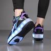 Boys/girls Two-wheel Dual-purpose Roller Skates Double Row Heely Shoes Roller Skates Luminous Sports Shoes Rechargeable