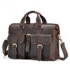 Genuine Leather Briefcase Men's Large Capacity One Shoulder Computer Bag Mad Horse Leather Vintage Hand-held Men's Business Bag