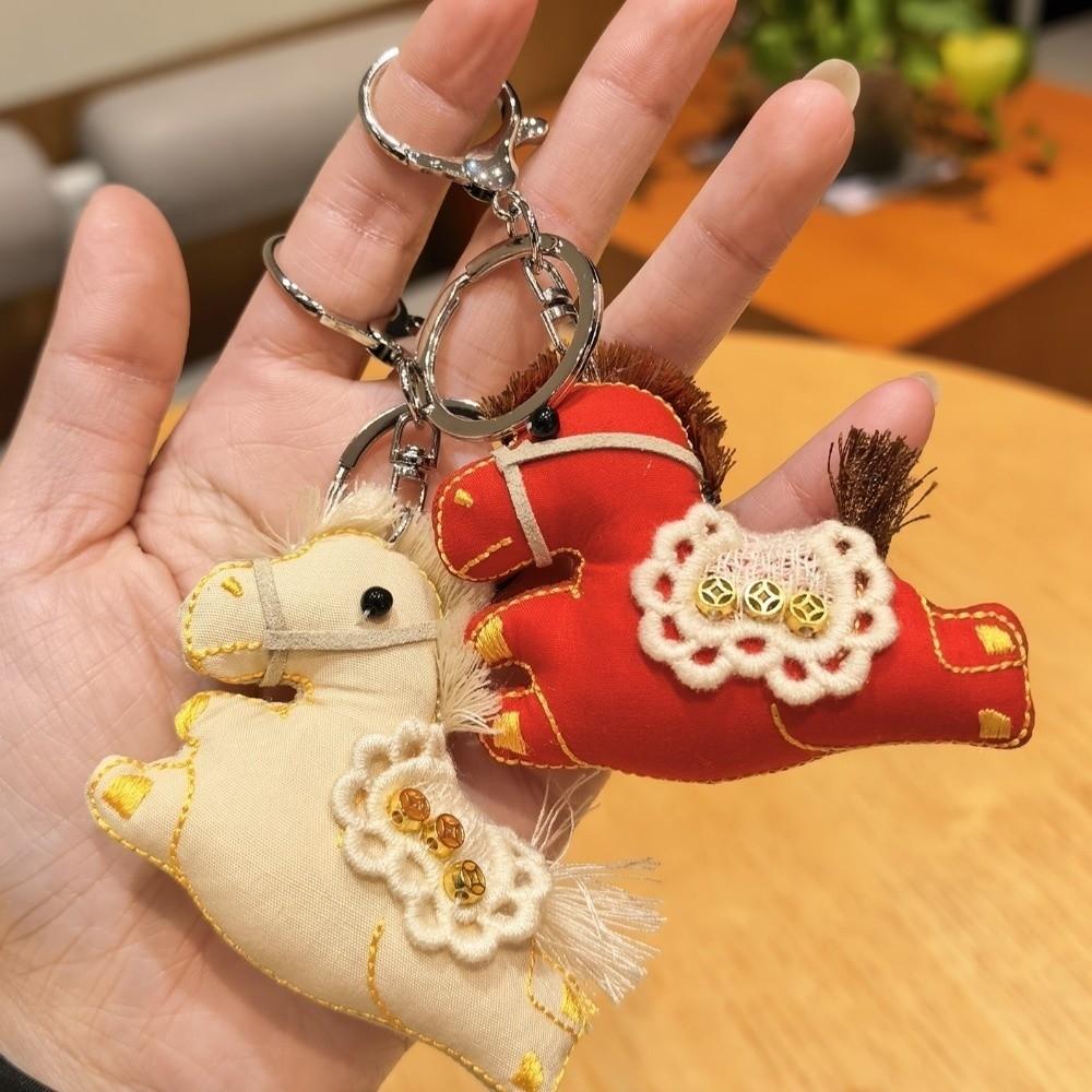 Chinese Style Pony Keychain Cartoon Stuffed Animal Keyring Kawaii Pony Pendant  Car Decoration