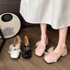 Thick Heel Shallow Mouth Single Shoes Women's Word with Mary Jane Shoes Ribbon Bow with Skirt Small Leather Shoes