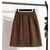 DIMANAF 2025 Plus Size Autumn Winter Women Skirts Short Corduroy Elastic Waist Trousers Oversize 5XL Black Thicken