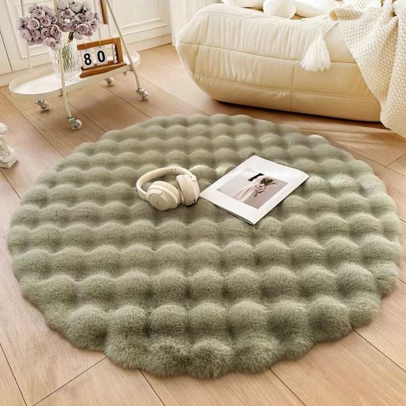 Cream Plush Bedroom and Balcony Rug - Velvet-Like Imitation Rabbit Fur.