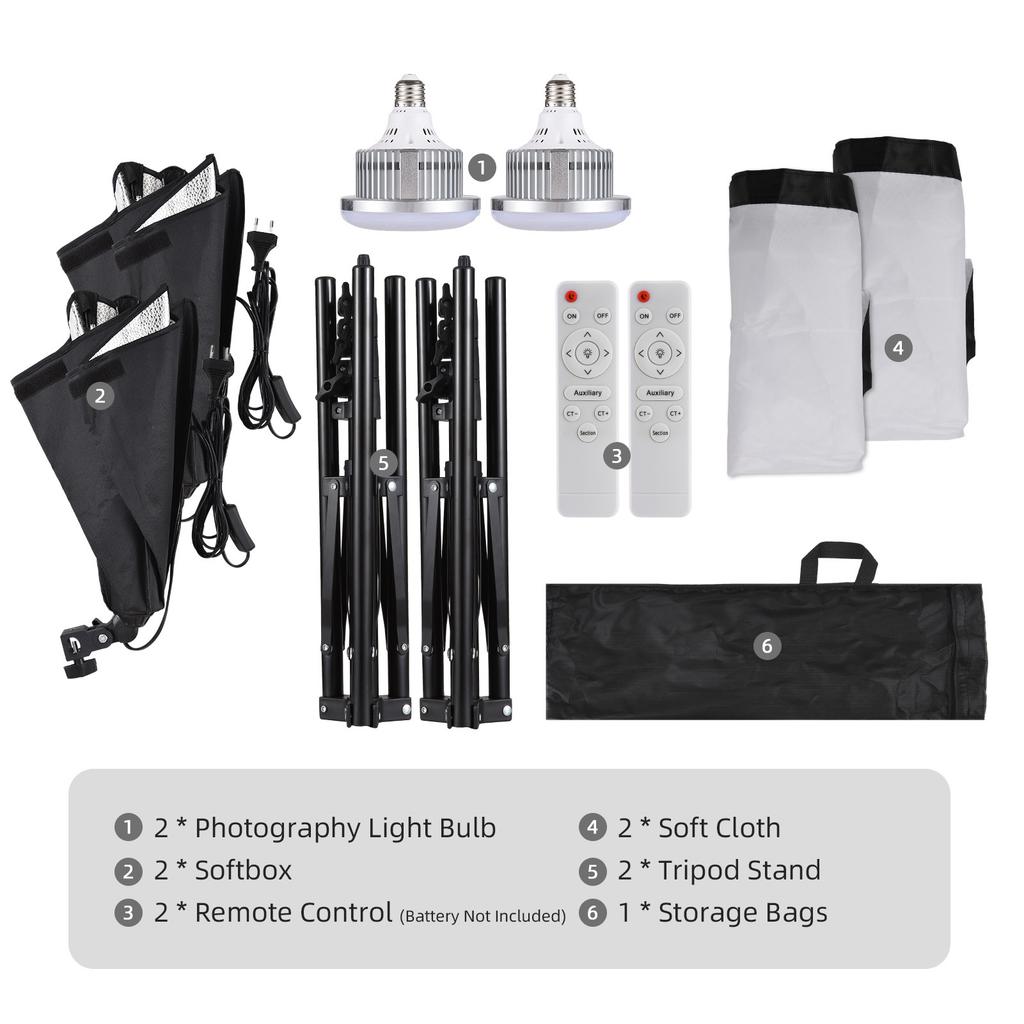 Studio Softbox Light Kit 3000K 7500K Video Light 85W Light Bulb Photography Light Kit with Stand