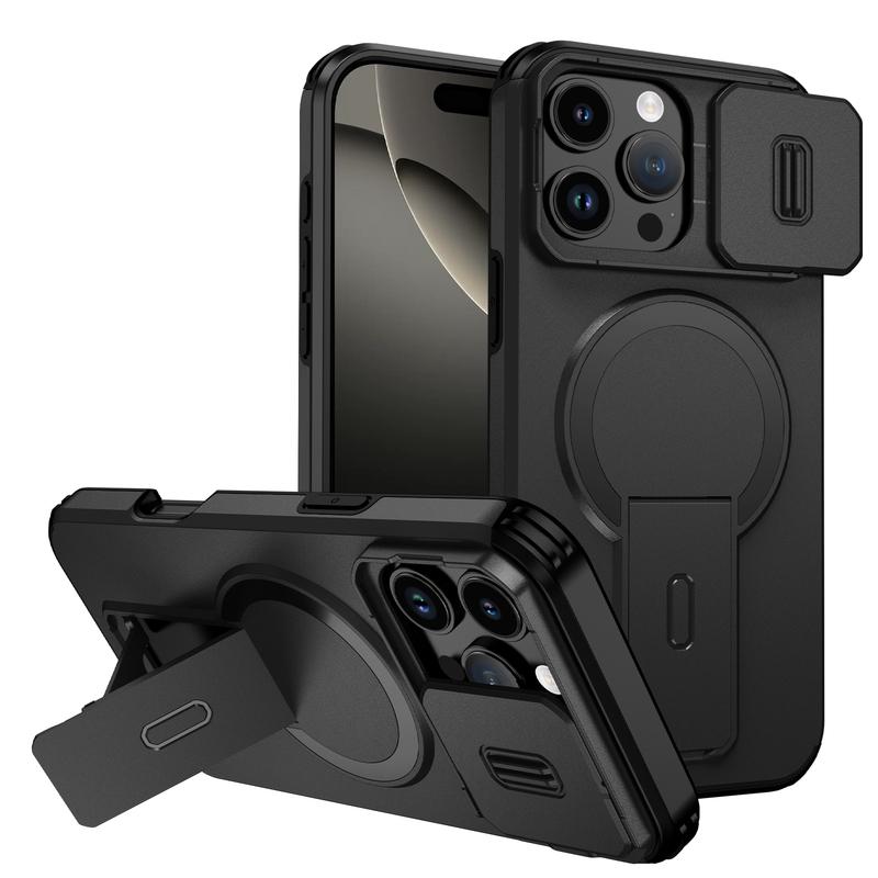 For Magsafe Stand Invisible Hard Case for Iphone 17 Pro Max Air 16 Plus 16e 15 14 12 13 Pro Iphone17 Accessories
