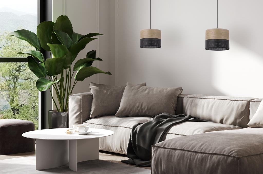 Single Hanging Lamp, Golden Oak Veneer Lampshade, 20Cm