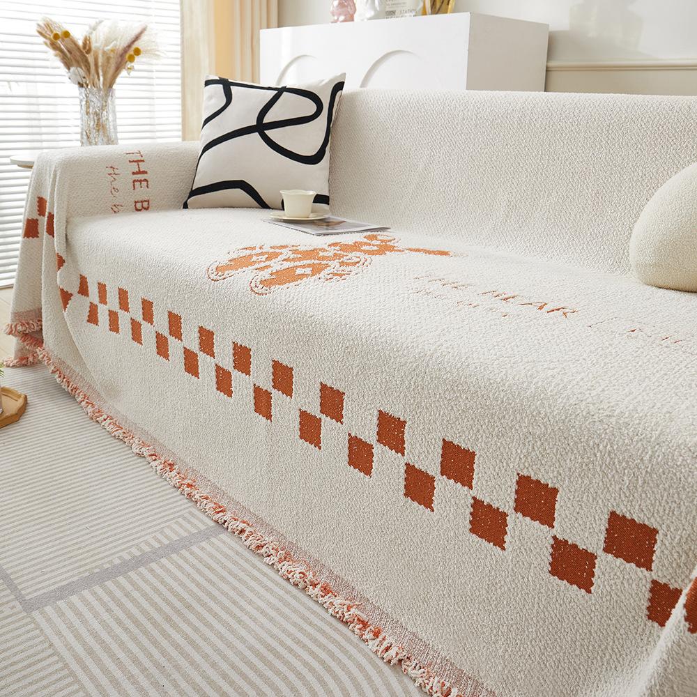 Anti-Scratching Sofa Cover Ins Style Sofa Cushion All-Inclusive Universal Cover Towel Half Plush Sofa Full Covered Blanket
