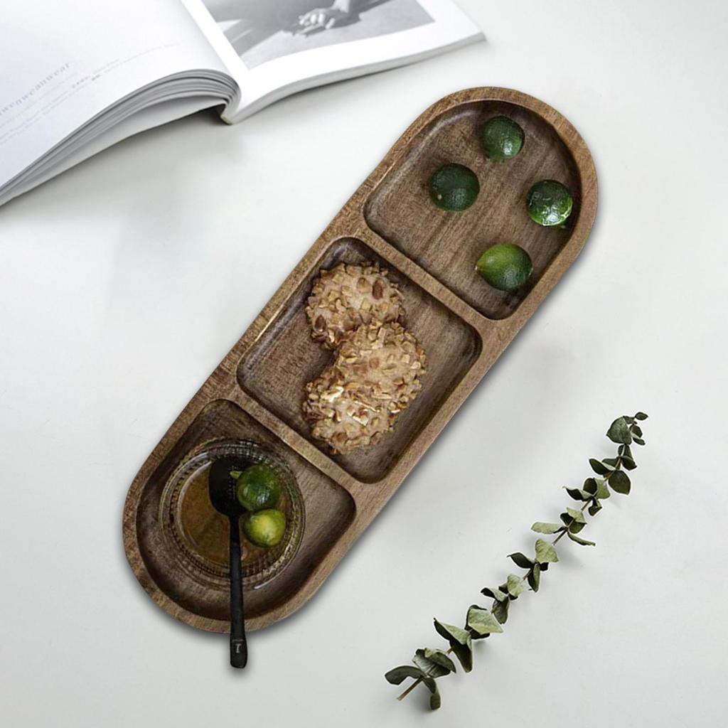 Compartmentalized Serving Board Tableware for Bread Banquet Kitchen Household Restaurant , 3 Grid