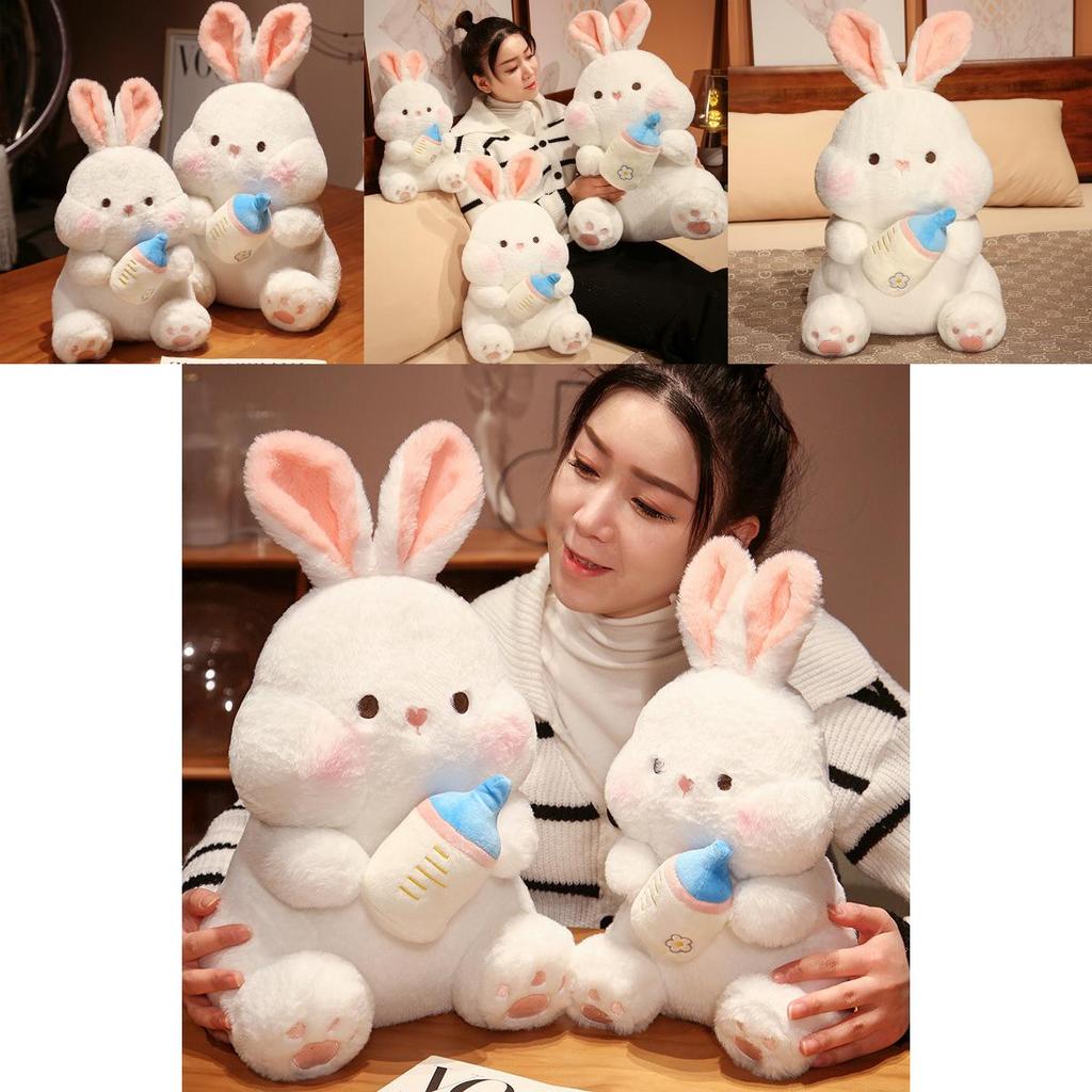 Adorable Plush Bottle Bunny Doll Soft Stuffed Toy For Kids Gentle Comfort Gift