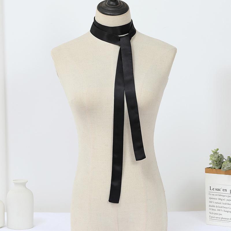 Versatile Solid Color Narrow Scarf: Neckerchief, Hairband, Waistband, and Ribbon Accessory