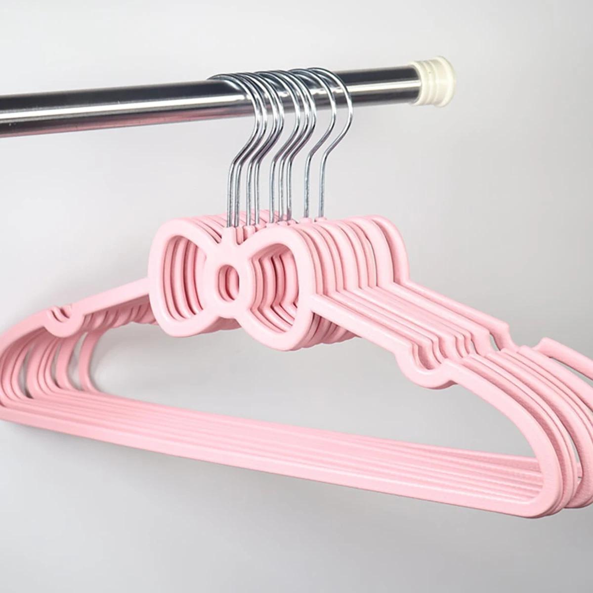 

3pcs-Cute Bow Hangers Space saving Plastic Clothing Storage Shelves Suitable for Clothes Closets Jackets and Shirts M